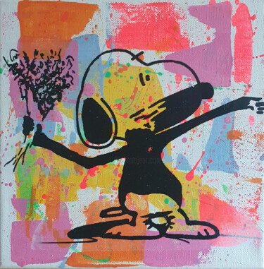 "PyB Snoopy Banksy c…" başlıklı Tablo Pyb tarafından, Orijinal sanat, Akrilik Ahşap Sedye çerçevesi üzerine monte edilmiş