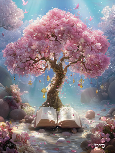 Tree of Life in Bloom: The Sacred Fertility Цифровое искусство под названием "Tree of Life in Blo…" - Asnat Unnger, Подлинное произведение искусства, Струйный