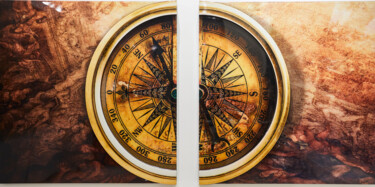 Ζωγραφική με τίτλο "Golden Compass 3D S…" από Angela Gomes, Αυθεντικά έργα τέχνης, 3D Μοντελοποίηση Τοποθετήθηκε στο Αλουμίν…