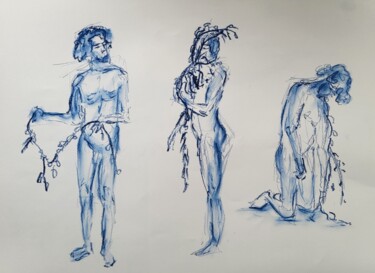 图画 标题为“Trois poses” 由Nicolas Tohi, 原创艺术品, 粉彩