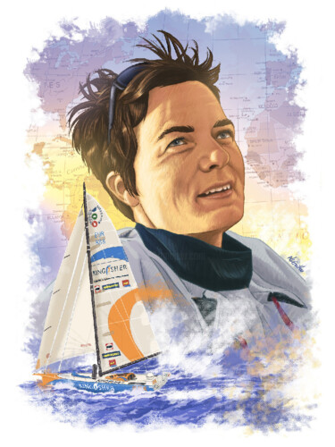 Peinture intitulée "Ellen Mac Arthur" par Nicolas Le Guillou, Œuvre d'art originale, Peinture numérique Monté sur Châssis en…