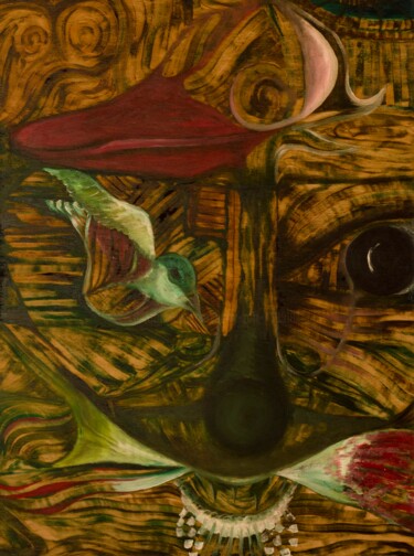 Painting titled "Der Piraten-Kater" by Harry Zaft, Original Artwork, Oil Mounted on Wood Panel