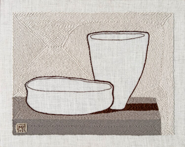 Vase Composition XV’25 Textile Art titled "Vase Composition XV…" by Milena Paladino, Original Artwork, Embroidery