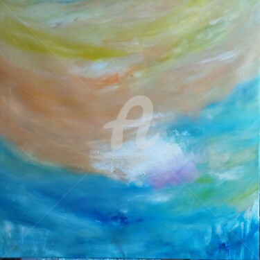 Composition abstraite bleu jaune orange