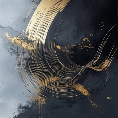 Flow – AI-Generated Minimalist Abstract Gold & Black Art 数字艺术 标题为“Flow – AI-Generated…” 由Yuliya Samoilava (JuliettaArt), 原创艺术品, AI生成的图像