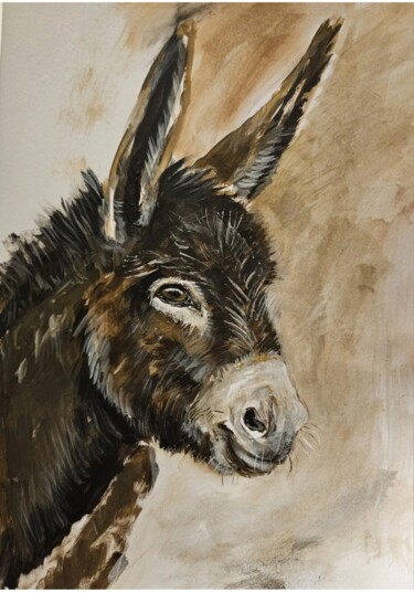 绘画 标题为“Der Esel Donkey” 由Oksana Halupczok, 原创艺术品, 丙烯