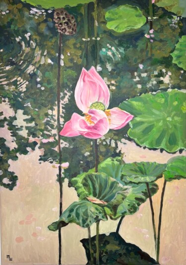 Whispers of the Lotus Schilderij getiteld "Whispers of the Lot…" door Tatiana Shakh, Origineel Kunstwerk, Acryl