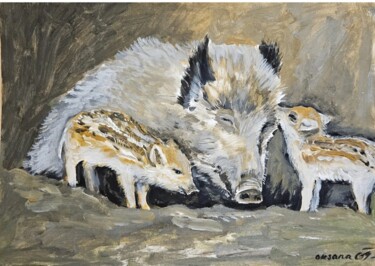 绘画 标题为“Wildschweine / Wild…” 由Oksana Halupczok, 原创艺术品, 丙烯