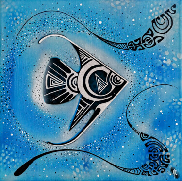 Wai - Poisson 「Wai - Poisson」というタイトルの絵画 Manon-Océane Bruyèreによって, オリジナルのアートワーク, アクリル ウッドストレッチャーフレームにマウント