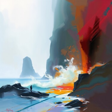 数字艺术 标题为“Cliffs of Tenerife” 由Valery Maslov, 原创艺术品, AI生成的图像