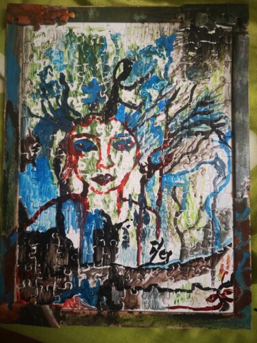 Pintura intitulada "Anouk" por Abricodéal Îles, Obras de arte originais, Tinta Montado em Cartão