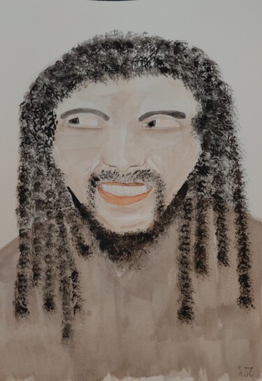 Schilderij getiteld "Bob Marley" door Lourdes M, Origineel Kunstwerk, Aquarel