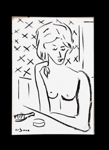 Σχέδιο με τίτλο "La toilette" από Roberto Urbano, Αυθεντικά έργα τέχνης, Κάρβουνο