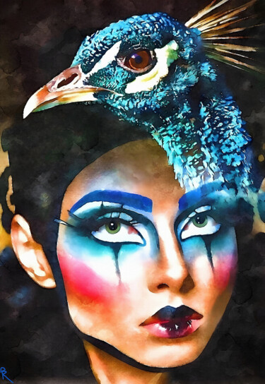 数字艺术 标题为“The Peacock Mask” 由Ashedinarockirart, 原创艺术品, 数字油画