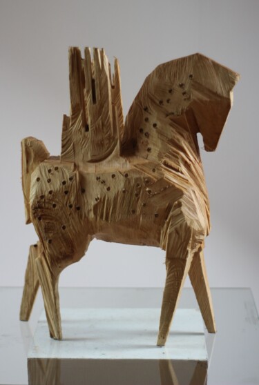 Z cyklu Koniki beskidzkie: Huculski pegaz ze Szkolnej rzeźba Sculpture titled "Z cyklu Koniki besk…" by Alex Johanson, Original Artwork, Wood