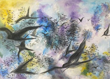 Painting titled "Özgürlüğe Uçuş" by Alyan, Original Artwork, Oil