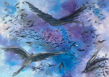 Painting titled "Özgürlüğe Doğru" by Alyan, Original Artwork, Oil