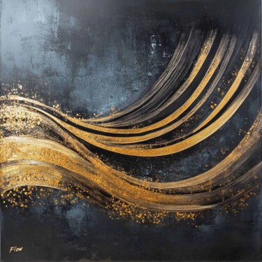Flow3 – AI-Generated Minimalist Abstract Gold & Black Art 数字艺术 标题为“Flow3 – AI-Generate…” 由Yuliya Samoilava (JuliettaArt), 原创艺术品, AI生成的图像