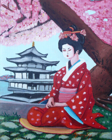 Cherry Blossom Season Ζωγραφική με τίτλο "Cherry Blossom Seas…" από Anthony Dunphy, Αυθεντικά έργα τέχνης, Ακρυλικό