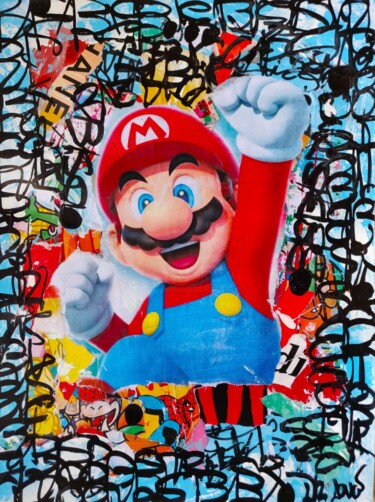 Peinture intitulée "Super Mario blue" par Dr. Love, Œuvre d'art originale, Acrylique