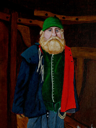 绘画 标题为“Merchant Seaman” 由Anthony Dunphy, 原创艺术品, 丙烯 安装在纸板上