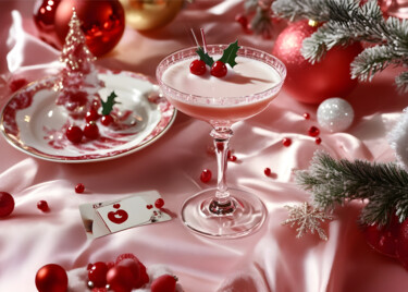 Digitale Kunst getiteld "Christmas Cocktail…" door Chun Yu Guan, Origineel Kunstwerk, AI gegenereerde afbeelding Gemonteerd…