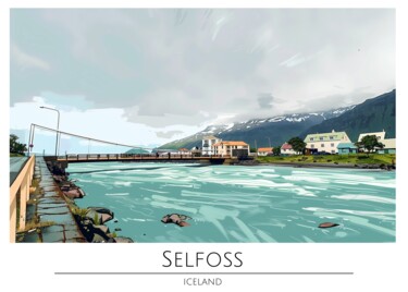 "Selfoss Iceland Wat…" başlıklı Dijital Sanat 春宇 关 tarafından, Orijinal sanat, AI tarafından oluşturulan görüntü Karton üzer…
