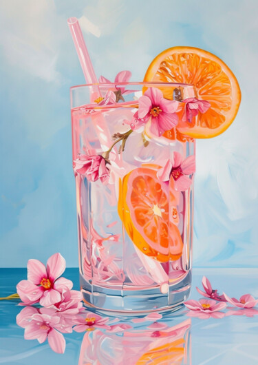 Digital Arts titled "Refreshing Citrus B…" by Chun Yu Guan, Original Artwork, AI generated image Mounted on Cardboard