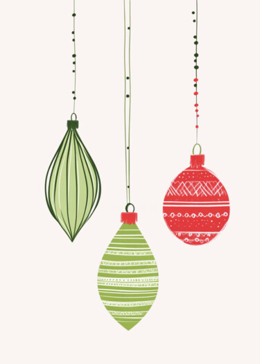 Digitale Kunst mit dem Titel "Holiday Baubles Col…" von Chun Yu Guan, Original-Kunstwerk, KI-generiertes Bild Auf Karton mon…
