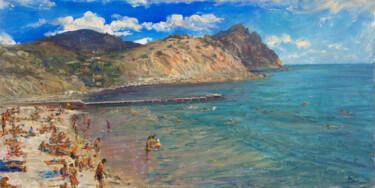 제목이 "Sunlit Shore. Summe…"인 미술작품 Artem Bilobrovskyi로, 원작, 기름 나무 들것 프레임에 장착됨
