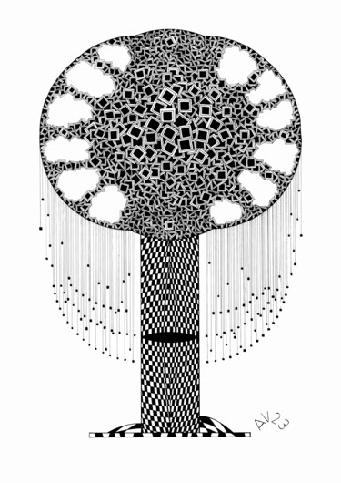 Drawing titled "Baum" by Andreas Vogelmann, Original Artwork, Ink