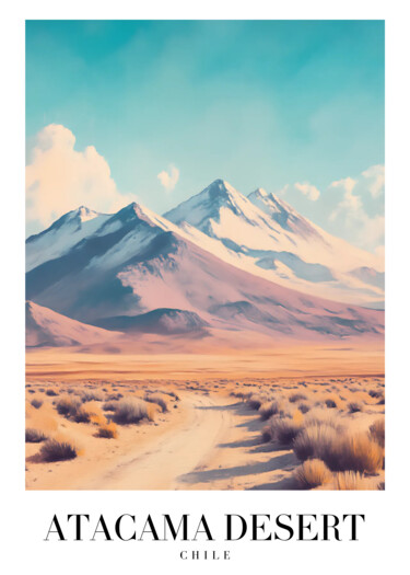 数字艺术 标题为“Desert Road to Snow…” 由春宇 关, 原创艺术品, AI生成的图像 安装在纸板上