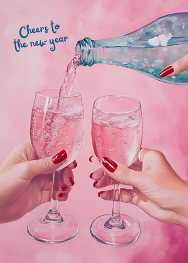 제목이 "New Year's Cheers C…"인 디지털 아트 春宇 关로, 원작, AI 생성 이미지 판지에 장착됨
