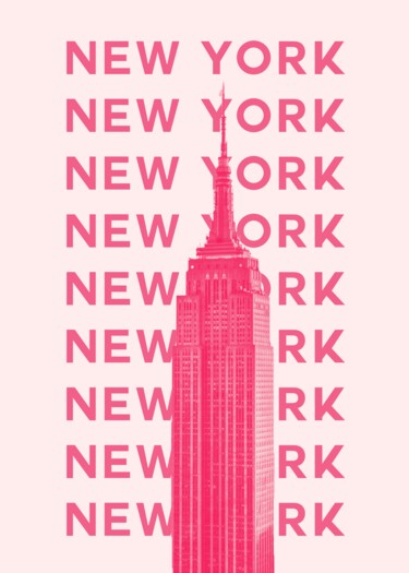 数字艺术 标题为“Empire State Pink” 由春宇 关, 原创艺术品, AI生成的图像 安装在纸板上