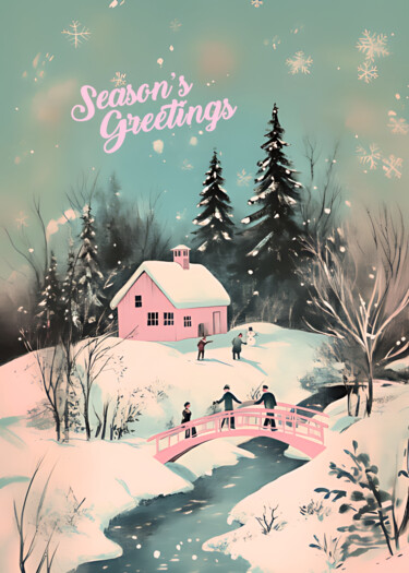 数字艺术 标题为“Winter Wonderland S…” 由春宇 关, 原创艺术品, AI生成的图像 安装在纸板上