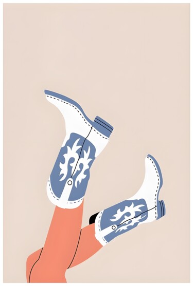 Arte digital titulada "Boots of Freedom" por Chun Yu Guan, Obra de arte original, Imagen generada por IA Montado en Cartulina