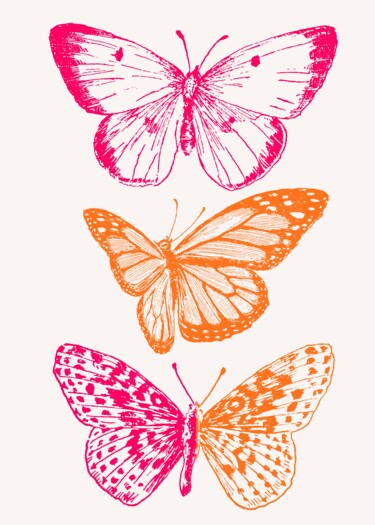 Digitale Kunst getiteld "Butterfly Dreams -…" door Chun Yu Guan, Origineel Kunstwerk, AI gegenereerde afbeelding Gemonteerd…