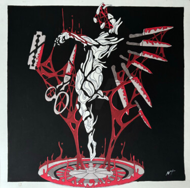Casino of Self-Harm - Red | Markers on Paper 图画 标题为“Casino of Self-Harm…” 由Nolan Trace, 原创艺术品, 标记
