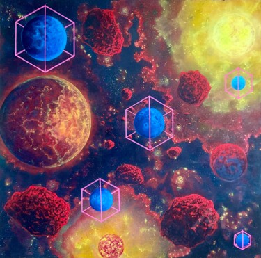 Secrets of the Imprisoned Planets 绘画 标题为“Secrets of the Impr…” 由Rafal Dobosz, 原创艺术品, 油