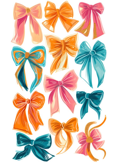 Digitale Kunst mit dem Titel "Colorful Bows Colle…" von Chun Yu Guan, Original-Kunstwerk, KI-generiertes Bild Auf Karton mon…
