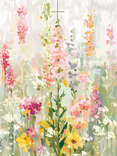 Blossoming Serenity, Digital Arts, Print Digital Arts με τίτλο "Blossoming Serenity…" από Nadezhda Dvornikova, Αυθεντικά έργα τέχνης, Ψηφιακή ζωγραφική Τοποθετήθηκε…