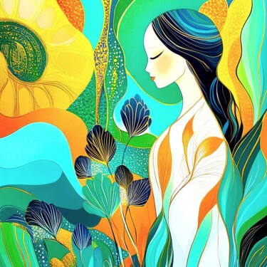 Spring Silhouette — Digital Art Print of a Woman 제목이 "Spring Silhouette —…"인 디지털 아트 Iren Solo로, 원작, AI 생성 이미지