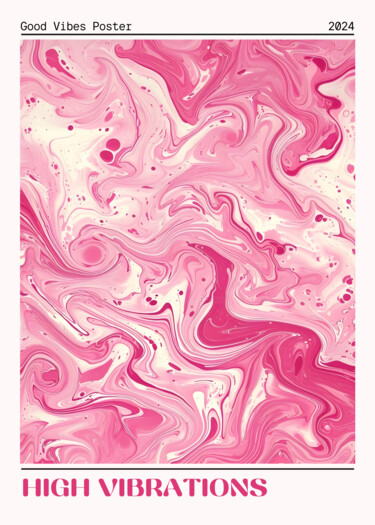 "Vibrant Pink Swirls…" başlıklı Dijital Sanat 春宇 关 tarafından, Orijinal sanat, AI tarafından oluşturulan görüntü Karton üzer…