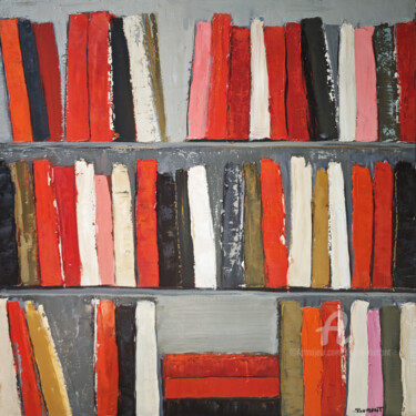 l'Energie des livres Painting titled "l'Energie des livres" by Sophie Dumont, Original Artwork, Oil Mounted on Wood Stretcher frame