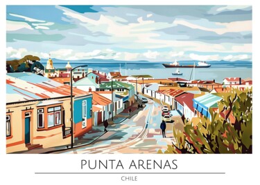 数字艺术 标题为“Punta Arenas Coasta…” 由春宇 关, 原创艺术品, AI生成的图像 安装在纸板上