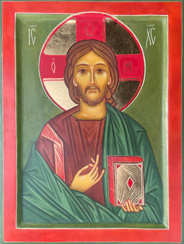 Schilderij getiteld "The Christ Pantocra…" door Evija Rudzite, Origineel Kunstwerk, pigmenten