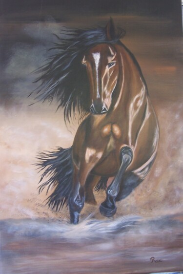 Schilderij getiteld "mustang" door Roger Iafrate, Origineel Kunstwerk, Acryl