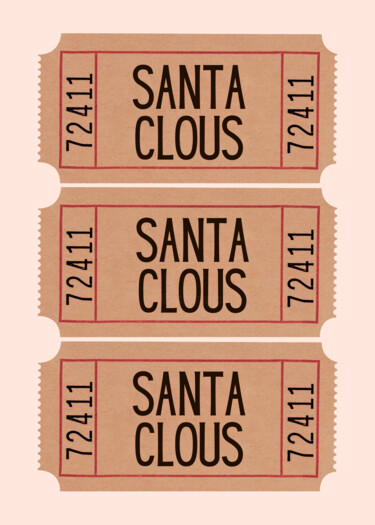 Digitale Kunst getiteld "Santa Ticket Collec…" door Chun Yu Guan, Origineel Kunstwerk, AI gegenereerde afbeelding Gemonteerd…