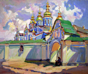 Near the gates of the cathedral Painting titled "Near the gates of t…" by Leonid Pavlenko, Original Artwork, Oil Mounted on Wood Stretcher frame