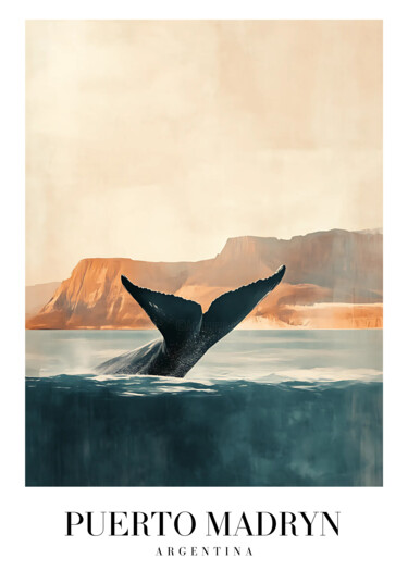 数字艺术 标题为“Whale Tail Sunset A…” 由春宇 关, 原创艺术品, AI生成的图像 安装在纸板上